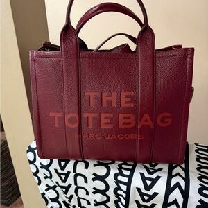 Marc Jacobs Cherry Pebbled Leather Tote with Embossed Branding